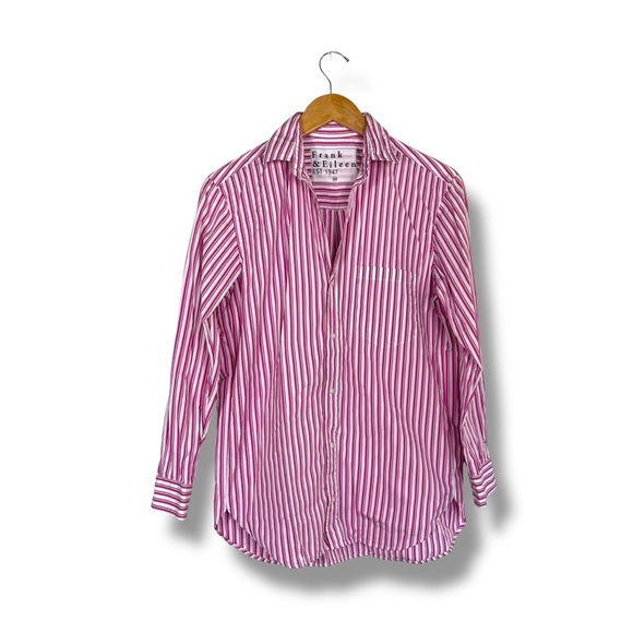 Frank & Eileen Shirt Women’s Joedy 100% Cotton Stripe XS Italy Made Oversized - Picture 5 of 11